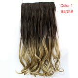 24" 60cm Wavy Curly Extension 5 Clip De Cheveux Ombre Piece Hair Extensions Cosplay Style Chocolate Brown to Sandy Blonde B40
