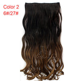 24" 60cm Wavy Curly Extension 5 Clip De Cheveux Ombre Piece Hair Extensions Cosplay Style Chocolate Brown to Sandy Blonde B40