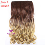 24" 60cm Wavy Curly Extension 5 Clip De Cheveux Ombre Piece Hair Extensions Cosplay Style Chocolate Brown to Sandy Blonde B40