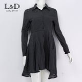 New 2016 Preppy Style Women Summer Autumn Dress Sexy 3/4 Sleeve Red Plaid Print Office Shirt Cardigan Dresses Work Wear DR5985