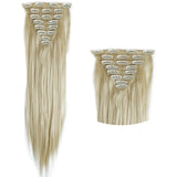 26" (66cm) 170g Straight 8pcs/set Full Head Clip in Hair extensions Color Hair Blue Purple Pink Blonde Brown Gray Synthetic Hair