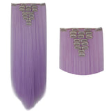 26" (66cm) 170g Straight 8pcs/set Full Head Clip in Hair extensions Color Hair Blue Purple Pink Blonde Brown Gray Synthetic Hair