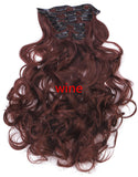 22 Colors!!! Free Shipping 50cm 20inch 7pcs/Set Curly Hair Extension Hairpiece Hair Weave Synthetic Clip In Hair Extensions 999