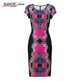 Kaige.Nina Autumn Sexy O-Neck Lace Dress Women Vestidos Casual Mini Dress Short Sleeve Print Plus Size Slim Dress Vestido 2409