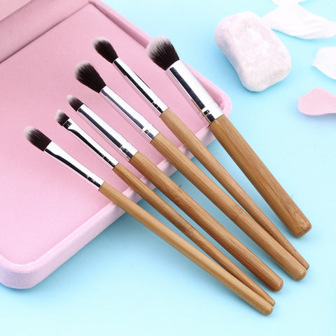 6Pcs Professional Bamboo Handle Makeup Brush Eye Brushes Sets Cosmetic Tool Hot Selling