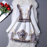 New Fashion Clothes 2016 Autumn Winter Dress Women Floral Print Long Sleeve Casual Dress Lady vestido de festa Plus Size