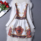 New Fashion Clothes 2016 Autumn Winter Dress Women Floral Print Long Sleeve Casual Dress Lady vestido de festa Plus Size