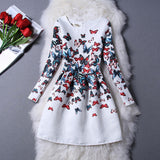 New Fashion Clothes 2016 Autumn Winter Dress Women Floral Print Long Sleeve Casual Dress Lady vestido de festa Plus Size
