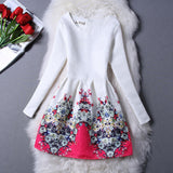 New Fashion Clothes 2016 Autumn Winter Dress Women Floral Print Long Sleeve Casual Dress Lady vestido de festa Plus Size