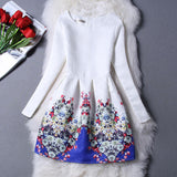 New Fashion Clothes 2016 Autumn Winter Dress Women Floral Print Long Sleeve Casual Dress Lady vestido de festa Plus Size