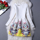 New Fashion Clothes 2016 Autumn Winter Dress Women Floral Print Long Sleeve Casual Dress Lady vestido de festa Plus Size