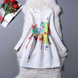 New Fashion Clothes 2016 Autumn Winter Dress Women Floral Print Long Sleeve Casual Dress Lady vestido de festa Plus Size