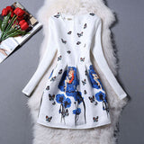 New Fashion Clothes 2016 Autumn Winter Dress Women Floral Print Long Sleeve Casual Dress Lady vestido de festa Plus Size