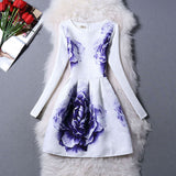 New Fashion Clothes 2016 Autumn Winter Dress Women Floral Print Long Sleeve Casual Dress Lady vestido de festa Plus Size