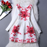 New Fashion Clothes 2016 Autumn Winter Dress Women Floral Print Long Sleeve Casual Dress Lady vestido de festa Plus Size