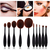 10 Pcs Set Makeup Toothbrush Shape Oval Makeup Brushes Set Foundation Contour Powder Eyebrow Blush Eyeshadow Brush Set