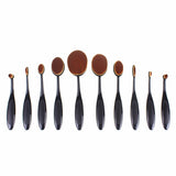 10 Pcs Set Makeup Toothbrush Shape Oval Makeup Brushes Set Foundation Contour Powder Eyebrow Blush Eyeshadow Brush Set