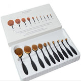10 Pcs Set Makeup Toothbrush Shape Oval Makeup Brushes Set Foundation Contour Powder Eyebrow Blush Eyeshadow Brush Set