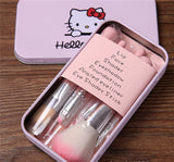 2016 Newest Black Hello Kitty 7Pcs Makeup Brush Set Mini Size Professional Facial Cosmetics Make Up Brushes Set With Metal Box