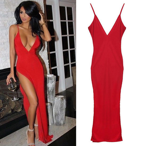 Robe Natural  Fashion Limited Long Maxi Dress 2016 Women Sexy Off Shoulder High Slit Bodycon Bandage Dresses Vestidos