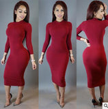 Women Autumn Dress Long Sleeve Sexy Club Dress 2016 Midi Pencil Bodycon Self Portrait Party Dresses Plus Size Women Clothing