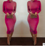 Women Autumn Dress Long Sleeve Sexy Club Dress 2016 Midi Pencil Bodycon Self Portrait Party Dresses Plus Size Women Clothing
