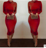 Women Autumn Dress Long Sleeve Sexy Club Dress 2016 Midi Pencil Bodycon Self Portrait Party Dresses Plus Size Women Clothing