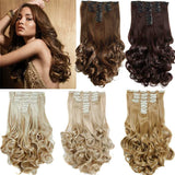 False Hair Extensions Synthetic Hair with Clip 8pcs 18 Clips in Hair Extension 20" Long Curly  Hairpiece Heat Resistant Hair