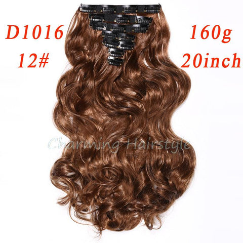 160g 7pcs/set clips in hair extension long Curly Fake hair pieces 16 clip in false hair extensions Multicolor Cheap hairpiece