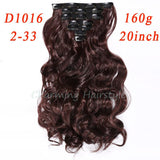 160g 7pcs/set clips in hair extension long Curly Fake hair pieces 16 clip in false hair extensions Multicolor Cheap hairpiece