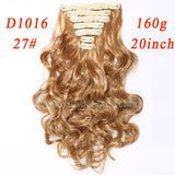160g 7pcs/set clips in hair extension long Curly Fake hair pieces 16 clip in false hair extensions Multicolor Cheap hairpiece