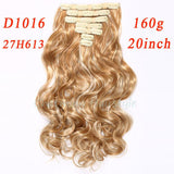 160g 7pcs/set clips in hair extension long Curly Fake hair pieces 16 clip in false hair extensions Multicolor Cheap hairpiece