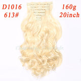 160g 7pcs/set clips in hair extension long Curly Fake hair pieces 16 clip in false hair extensions Multicolor Cheap hairpiece