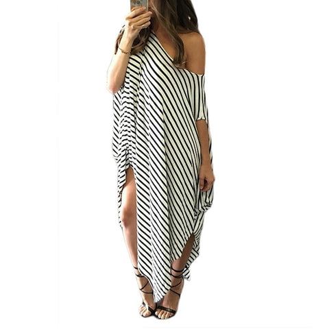 2016 New Print Black White Striped Dresses Midi Long Bodycon Bandage Maxi Dress Summer Clubwear Plus Size Women Clothing