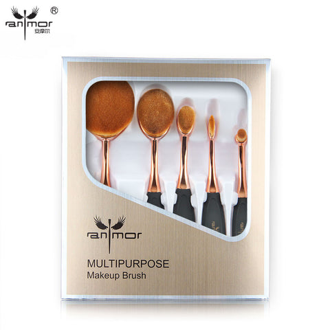 5PCS Rose Gold Oval Make Up Brushes MULTIPURPOSE Makeup Brush Set  Professional Makeup Brush Foundation Powder Brush Kit in BOX