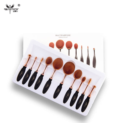 5 PCS /10 PCS Per Set Tooth Brush Shape Oval Makeup Brush Set MULTIPURPOSE Professional Foundation Powder Brush Kits