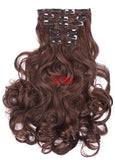 22 Colors!!! Free Shipping 50cm 20inch 7pcs/Set Curly Hair Extension Hairpiece Hair Weave Synthetic Clip In Hair Extensions 999