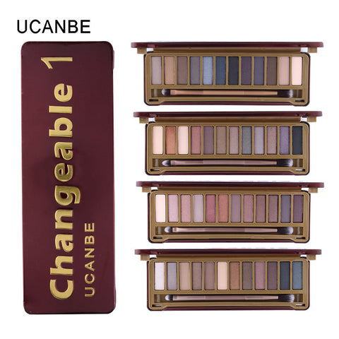 UCANBE Brand Naked Makeup Changeble 1 Eyeshadow Palette Gift 12 collors smoky Eye Shadow with Brush Cosmetics Make UP Set 50D