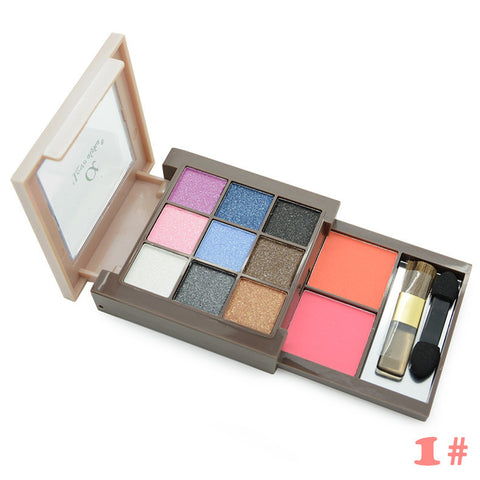 Eye Face Make Up Cosmetics Professional 9+2 Color Shimmer Matte Eyeshadow Palette Earth Color Eye Shadow Makeup Set + Brushes