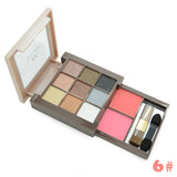 Eye Face Make Up Cosmetics Professional 9+2 Color Shimmer Matte Eyeshadow Palette Earth Color Eye Shadow Makeup Set + Brushes