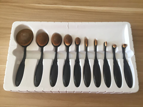 Free Shipping Hot Makeup brush Gold Black 10 Piece Tooth-shape Foundation Powder Brush