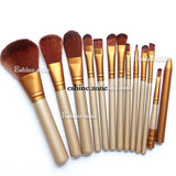 12pc Gold Makeup Cosmetic Brushes Set Powder Foundation Eyeshadow Lip Brush Tool