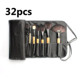 32 PCS Makeup brushes set  pincel maquiagem professional Make up maquillaje goat hair kit Cosmetic Set Brush+ Black Leather Bag