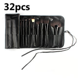 32 PCS Makeup brushes set  pincel maquiagem professional Make up maquillaje goat hair kit Cosmetic Set Brush+ Black Leather Bag