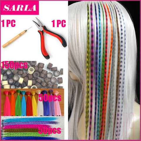 100pcs/lot Feather Hair Extension With Beads Hook Pliers Wholesale Loop Grizzly Solid Zebra Lines Wholesale I Tip Hair Extension
