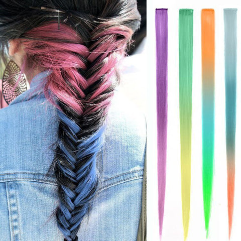 1pcs 20inch 50cm  Straight Clip In Hair Extensions Colored Hair Extension Synthetic Natural Hair Extension