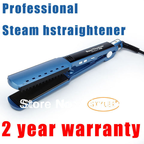 High quality professional Nano Titanium Ceramic Hair Straightener Iron adjust temperature wet and dry Blue Free shipping