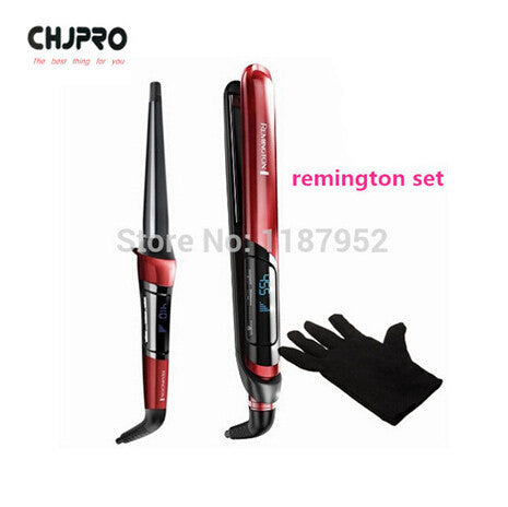 Remington Set 1 Inch Fast Hair Straightener Silk Ceramic Straightening Irons Hair Roller T|Studio Silk Curling Iron Wand A Set