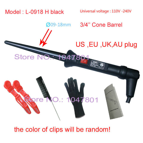 3/4' 'Cone Curling  Iron Wand Hair Iron Curler Professional Salon Tapered Hair Curler Roller Barrel Diameter09-18mm