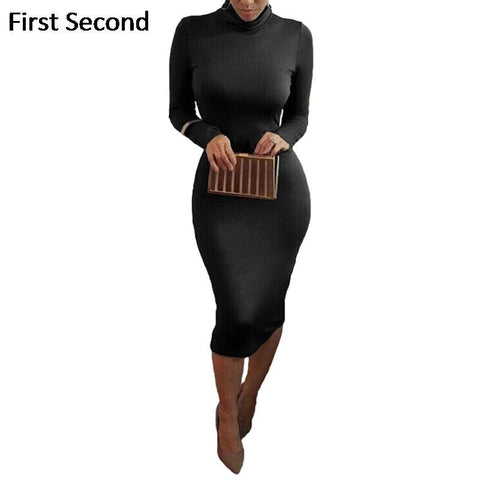 Long Women Dresses Turtleneck Bodycon Bandage Dress Plus Size Vestido De Festa Sexy Winter Autumn Dress For Club Party 11 Colors